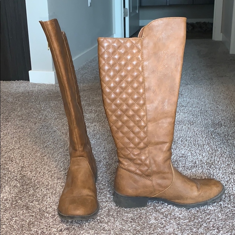 Tan knee high boots